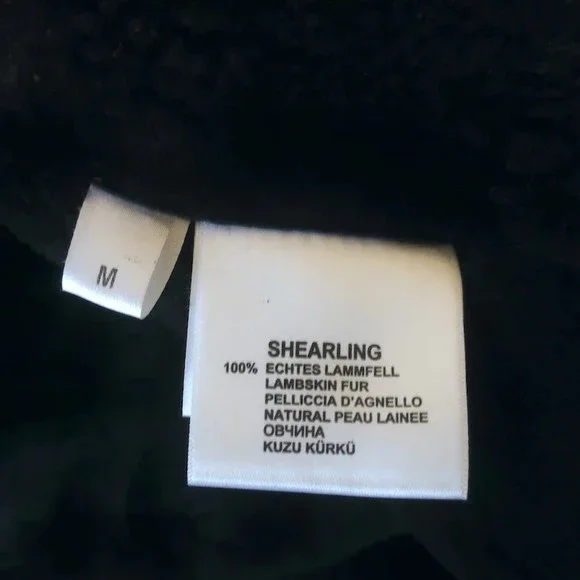 Saks Fifth Avenue Shearling Peplum Coat Black/Navy Size Medium - Picture 6 of 8